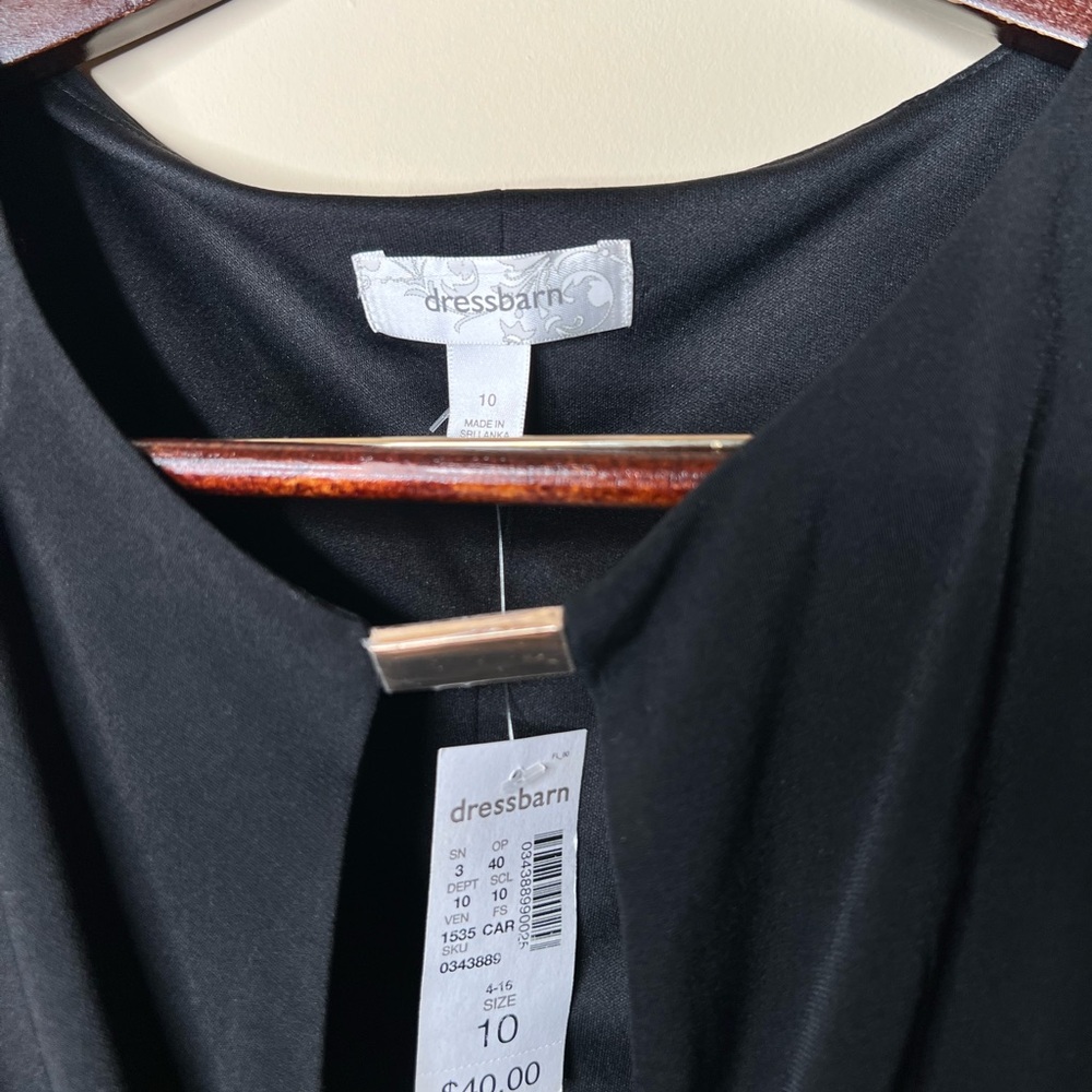 dressbarn Black Draped Midi Dress. Keyhole front.  NWT. SIZE 10 - Picture 2 of 3